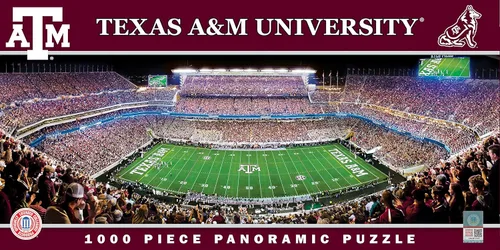 MasterPieces Rompecabezas de 1000 piezas – NCAA Texas A&M Aggies vista panorámica del estadio de fútbol americano, divertido para adultos y familia,