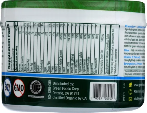 Vista 2 de Green Foods Té Verde Matcha Orgánico - 5.5 oz