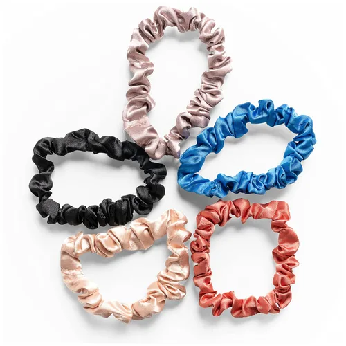 RobeCurls Coleteros de satén, lindos lazos para el cabello para mujeres y niñas, accesorios para el cabello rizado, paquete de 5 (multicolor)