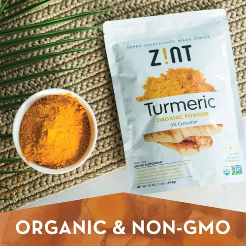 Vista 3 de Zint Polvo de cúrcuma orgánica (16 oz): raíz de cúrcuma cruda, especia en polvo, probada en laboratorio
