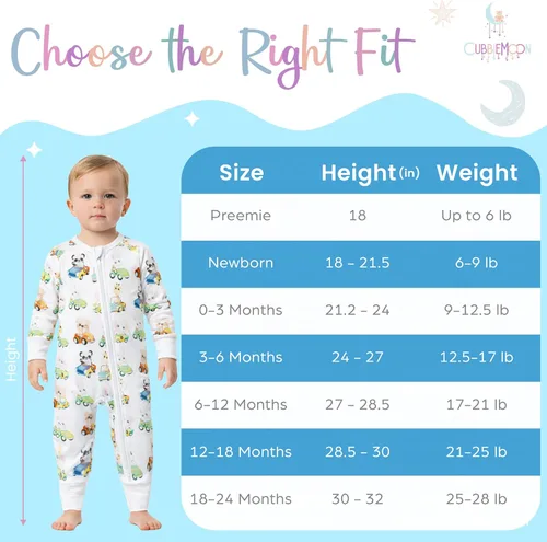 Vista 13 de CubbieMoon Bamboo Viscose Baby Pajamas 2 Way Zip for Diaper Change 0 to 24 Month Soft Stretchy Sleeper 2 Pack
