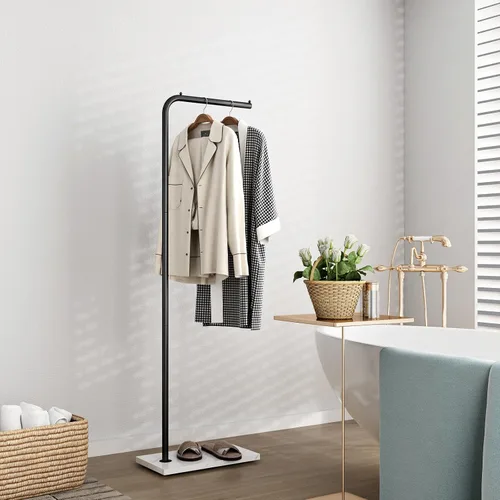 Vista 27 de Percheros de metal dorado, perchero de pie con base pesada, moderno árbol de abrigo con barra transversal y 3 ganchos, percheros de entrada