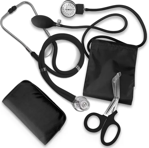 ASA TECHMED Paquete de inicio para enfermeras y EMT Estetoscopio, monitor de presión arterial y tijeras de trauma de 19.1 cm EMT Regalo ideal para