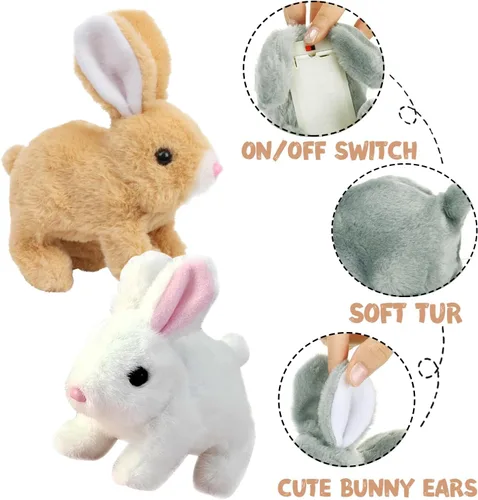 Vista 5 de My Realistic Bunny Toy Easter My Realistic Interactive Bunny - Saltar, contraer y sacudir orejas (marrón)