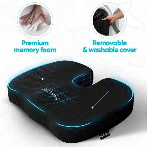 Vista 3 de FORTEM - Almohadón ortopédico de espuma viscoelástica de calidad premium – Brinda alivio al dolor de coxis y ciática – Mejora la postura – Parte