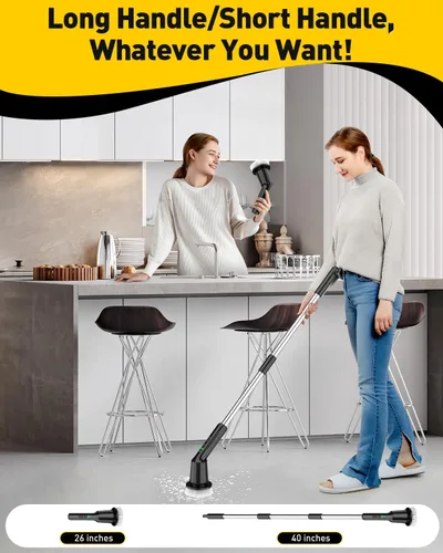 Vista 5 de Limpiador eléctrico giratorio para limpieza de baño, cepillo de limpieza inalámbrico con IPX7 impermeable y 2 velocidades, 3 cabezales de cepillo