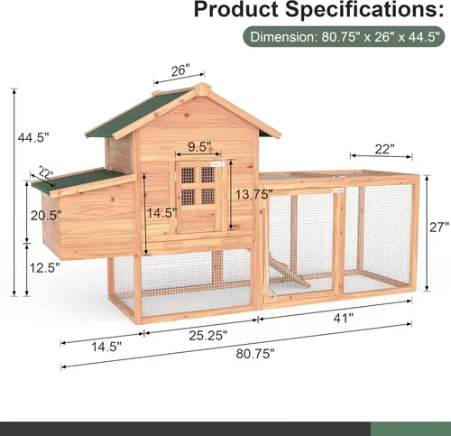Vista 3 de Morngardo Gallinero para 2-4 pollos de madera al aire libre jaula de aves de corral conejera con rampa, caja anidable, bandeja, barra de gallo, 4