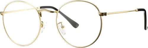 Vista 2 de Pro Acme Marco clásico redondo de metal transparente para lentes unisex (2 pares, dorado + plomizo)