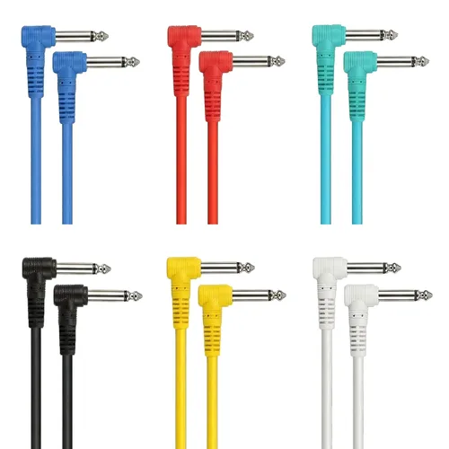 Vista 5 de AxcessAbles - Cables de conexión TS de 1/4 (0.250 in) TS a 1/4 (0.250 in) TS desequilibrados mono multicolor, paquete de 6 cables de estudio