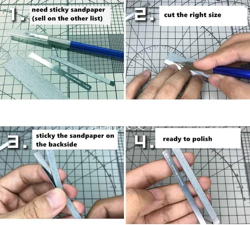 Vista 3 de Military Model 10 in 1 Stainless Steel Sanding Rod Fine polishing Article Hobby Grinding Tools