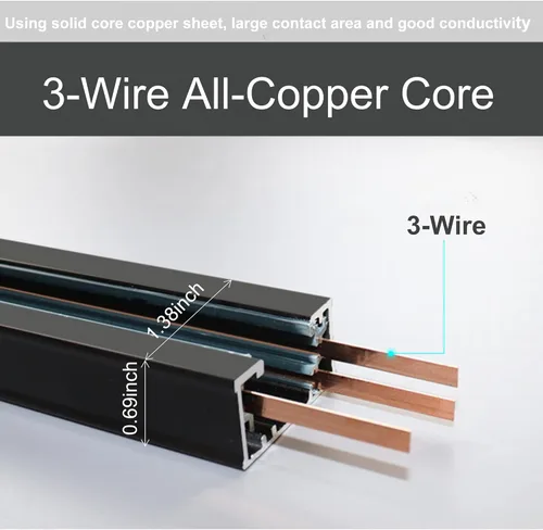 Vista 8 de H Kit de rieles de iluminación de riel de 120 V, 3.3 pies, 3 cables, circuito único tipo H con tapas finales y conector de alimentación de extremo