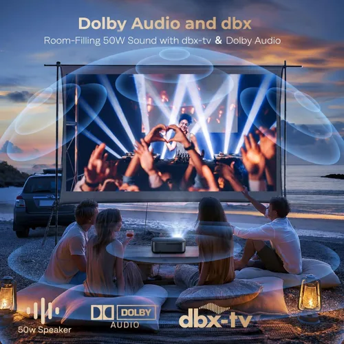 Vista 5 de [2500 ANS y 50W] Proyector para exteriores Alvar 4K compatible con WiFi