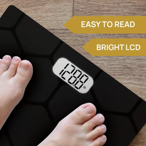 Vista 4 de INEVIFIT Báscula de baño, báscula digital de baño de alta precisión, mide un peso de hasta 400 libras. Incluye