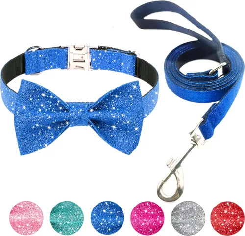 Vista 9 de Blue Boy - Collar de perro con lazo, Collar de perro macho con lazo brillante para cachorros, perros pequeños y gatos, Lindo collar de perro