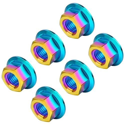 Vista 55 de Titanium DIN6923 M5 M6 M8 M10 M12 M14 M16 - Juego de 6 tuercas hexagonales (paso M5, 0.031 in, negro)