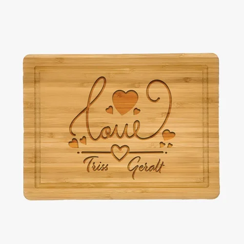 Vista 5 de Personalized Forever Love Bird Cutting Board, Names Customized Happy Valentine’s Day gifts for couples, Engraved Hearts Housewarming Board