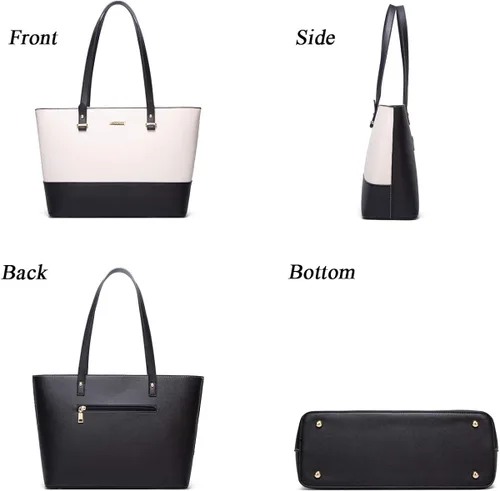 Vista 2 de Juego de 4 bolsas de cuero sintético para mujer, bolsa de hombro, asa superior, cartera