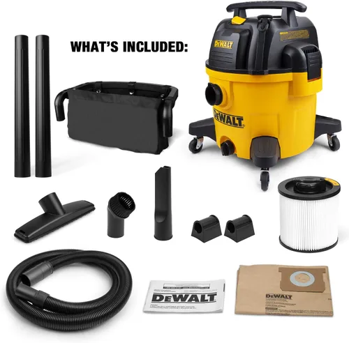 Vista 7 de DEWALT Aspiradora para Seco y Húmedo de 9 Galones, Aspiradora de Taller de Alta Capacidad con Accesorios, 5 HP Máximo, con Función de Soplador