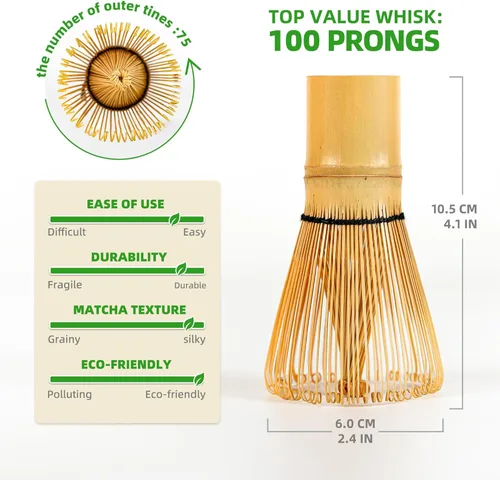 Vista 4 de TEANAGOO MA-01 Accesorio japonés para ceremonia de matcha, batidor de matcha (Chasen), cuchara tradicional (chashaku), cuchara de té, soporte