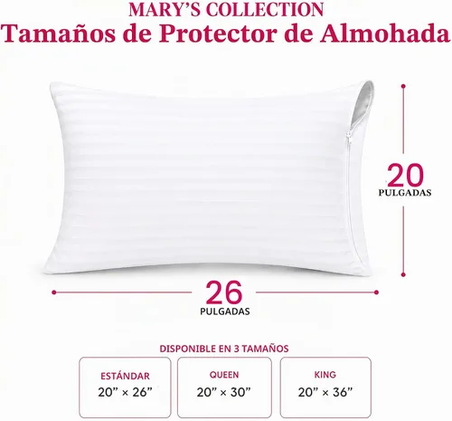 Vista 3 de Paquete de 2 protectores de almohada King con cremallera, de algodón egipcio a rayas satinadas, certificado Oeko-TEX