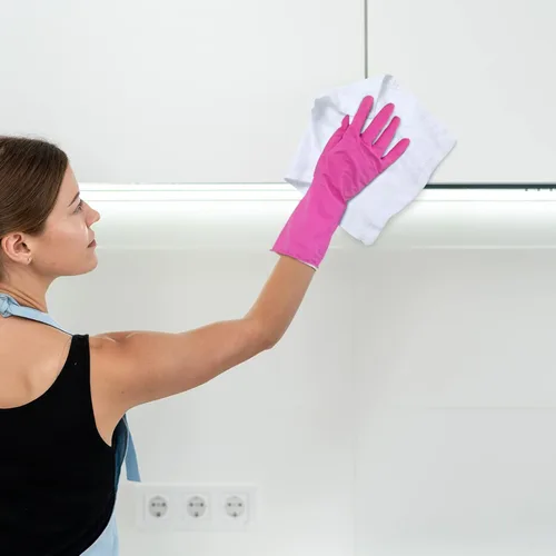 Vista 5 de Oudain 100 paños de limpieza blancos reutilizables a granel, trapos de limpieza de algodón, paños de cocina absorbentes, trapos de cocina pequeños