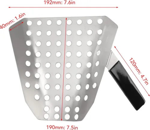 Vista 3 de Cuchara de palomitas de maíz, cuchara de acero inoxidable para papas fritas con mango único ergonómico y comercial, cuchara de acero inoxidable
