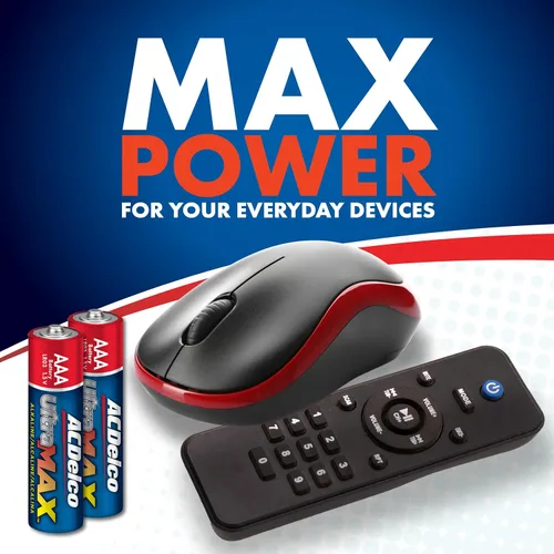 Vista 5 de Powermax ACDelco UltraMAX 10 pilas AAA triples, batería alcalina con tecnología avanzada para el hogar y la oficina, vida útil de 10 años, embalaje