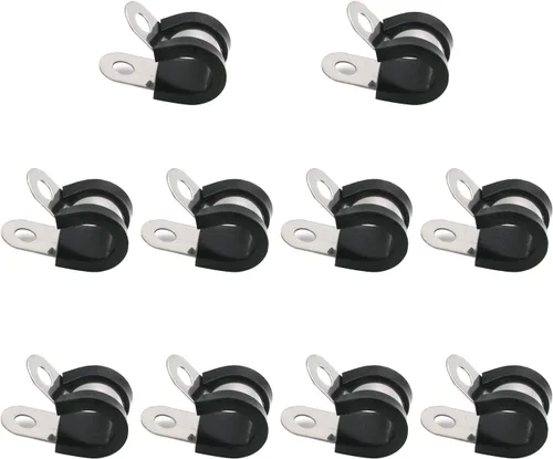 Vista 44 de MroMax Abrazadera de cable de 0.236 in de diámetro EDPM Abrazadera aislada acolchada de goma 304 Abrazadera de tubería de acero inoxidable 0.24 "R