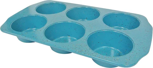 Vista 2 de casaWare Molde para magdalenas Jumbo de 6 tazas con revestimiento de cerámica antiadherente (granito azul)