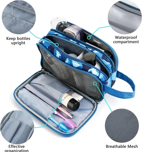 Vista 4 de Neceser infantil para niñas y niños, azul, (Shark Blue)