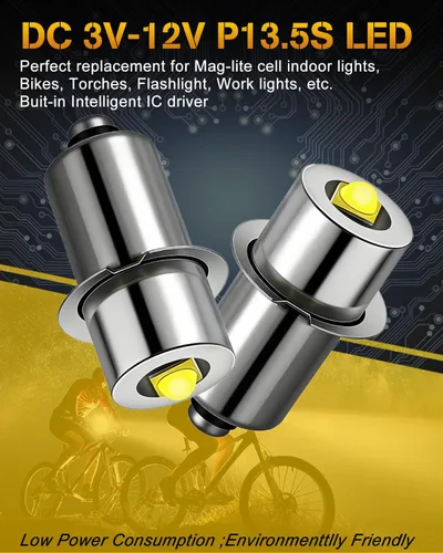 Vista 6 de Qasim Bombilla LED P13.5S de 3-12 V, blanco PR2 PR3, bombillas de repuesto para conversión de antorcha, linterna de trabajo, 3 W, 3 V, 3.8 V, 4.5 V