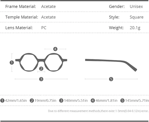 Vista 3 de HEPIDEM Acetate - Lentes ópticos redondos vintage con marco de gafas ópticas Zolman