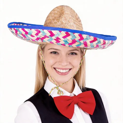 DUNCHATY - Sombrero de paja para fiesta del Cinco de Mayo o decoración de fiesta temática mexicana Azul