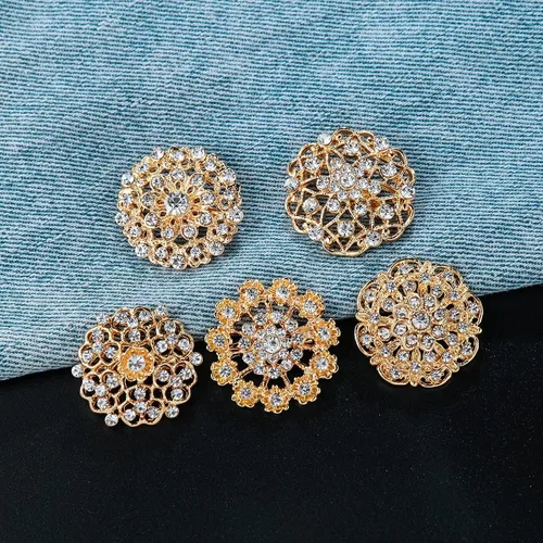 Vista 3 de MEEDOZ Juego de 12 broches de flores de diamantes de imitación de cristal surtido para mujer, kit de ramo de boda de novia