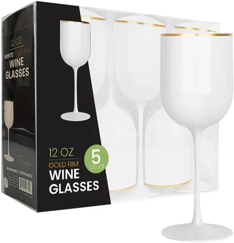 Vista 15 de PARTY BARGAINS Copas de vino de plástico desechables de 12 onzas, resistentes a las roturas, sin BPA, para bodas, eventos y entretenimiento al aire