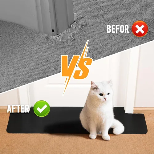Vista 2 de Uross Protector de alfombra para mascotas, protector de alfombra de gato negro de 3.6 pies para puerta, antiarañazos debajo de la puerta