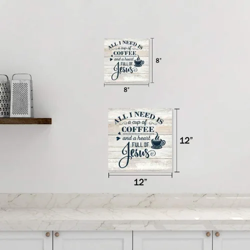 Vista 4 de Need a Cup of Coffee and Jesus Sign Decoración de madera rústica Decoración de madera cristiana citas estación de rincón de cocina Placa de pared