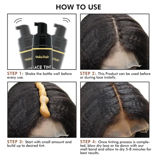 Vista 4 de Dolahair Melt Lace Tint Mousse and Spray for Dark Brown Wigs, Foam for Lace Frontal Wigs (Dark Brown)