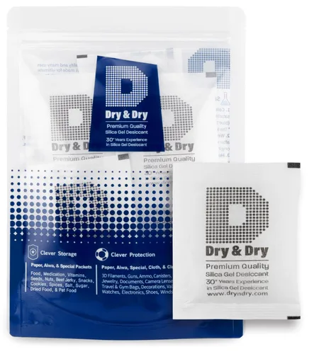 Vista 15 de Dry&Dry, 10 paquetes de 20 gramos de gel de sílice desecante puro prémium, deshumidificadores, tela recargable