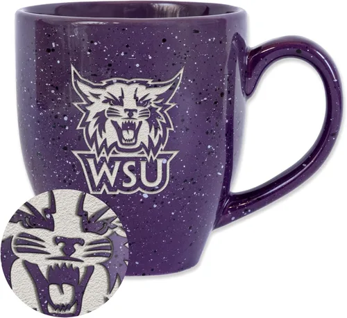 Vista 123 de Rico Industries NCAA Saint Joseph's (PA) Hawks Logo Principal Color Marrón 16 oz Logotipo del Equipo de Color Láser Grabado en Cerámica Moteada Taza