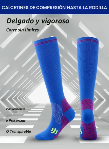 Vista 3 de SUJAYU 3 pares de calcetines de compresión para mujer de 20 a 30 mmHg hasta la rodilla, calcetines de compresión para mujer Negro/Negro/Negro