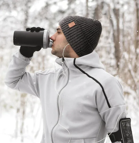 Vista 5 de Wmcaps Gorros cálidos para hombres y mujeres, gorro con forro polar cálido para invierno, unisex, a la moda, gorro de punto con puños
