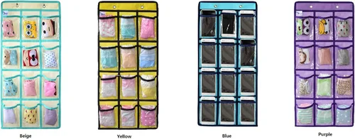 Vista 2 de NIMES Hanging Closet Underwear Sock Jewelry Storage Over The Door Classroom Cell Phone Calculator Organizer 12 Clear Pockets (Purple)