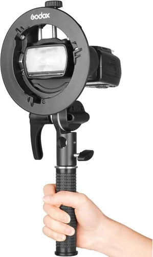 GODOX S2 Speedlite Soporte Bowens Mount Holder + Cold Shoe Flash Mount para Godox V1 Series, AD200Pro, AD200, AD400Pro, V860II Series, TT350 TT685