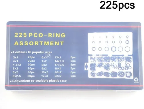 Vista 6 de Nitrile Rubber O For Ring Assortment Kit 225 Pack 18 Sizes Black Seal Gasket Set for Automotive Car Door Bearing Roller Hydraulic Resistant Washers