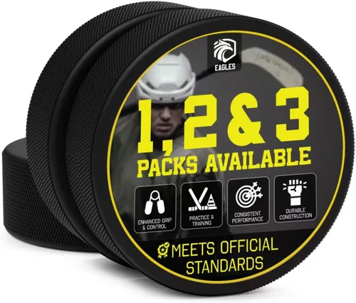 Vista 8 de EAGLES Ice Hockey Pucks 1, 2, 3, 6 or 50 Pack High Grade Pucks Official Regulation Weight & Size for Practice & Classic Training - 6 oz Diameter