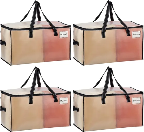 Vista 12 de VENO Paquete de 2 bolsas de mudanza resistentes, bolsas de almacenamiento de ropa y edredón con ventana transparente, suministros de embalaje