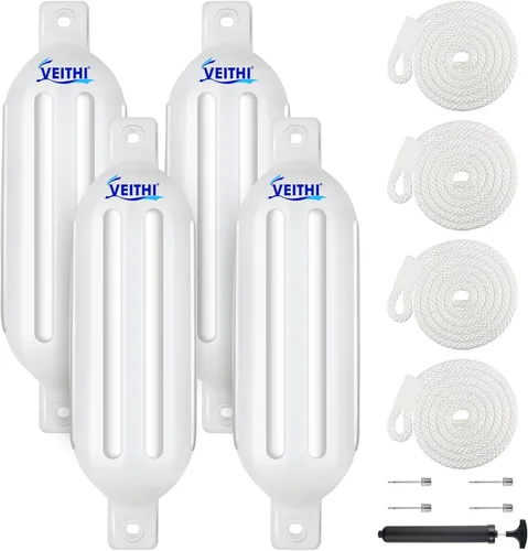 Vista 75 de Juego de 4 guardabarros para barco de 4.5/5.5/6.5/8.5/10/16 pulgadas, parachoques de vinilo con ojos gemelos acanalados, parachoques para barco