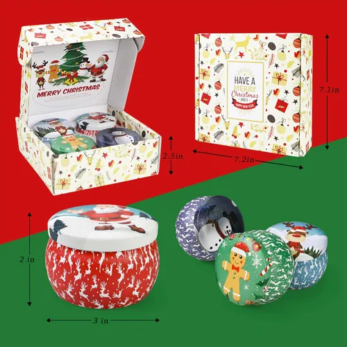Vista 8 de Velas de Navidad para mujeres, paquete de 4 velas perfumadas, 120 horas de larga duración, cera de soja natural, velas de aromaterapia