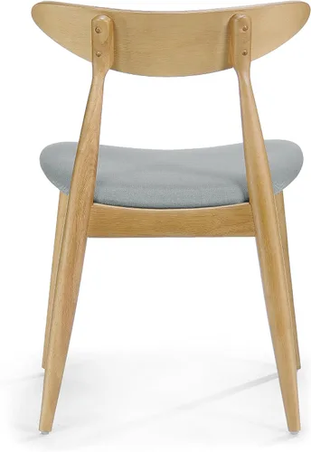 Vista 9 de Set of 2 Dining Chairs and Table & Chair Sets - Retro Rubberwood Ergonomic Back Support with Plush Cushions, 300 lbs Capacity for Dining Room, Beige
